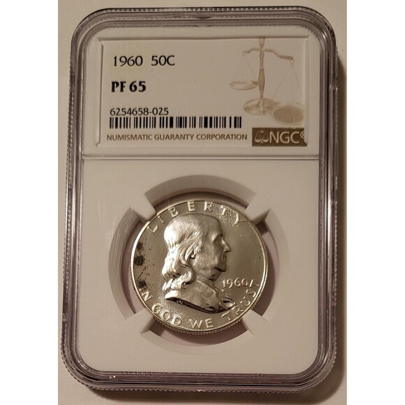 1960 Franklin Half Dollar Proof PF65 NGC Toning - Picture 1 of 2